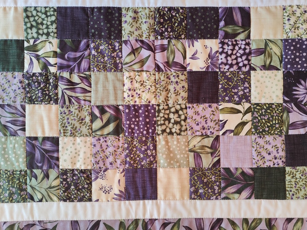 Purple Wild Iris Table Runner Handmade & Finished Quilt