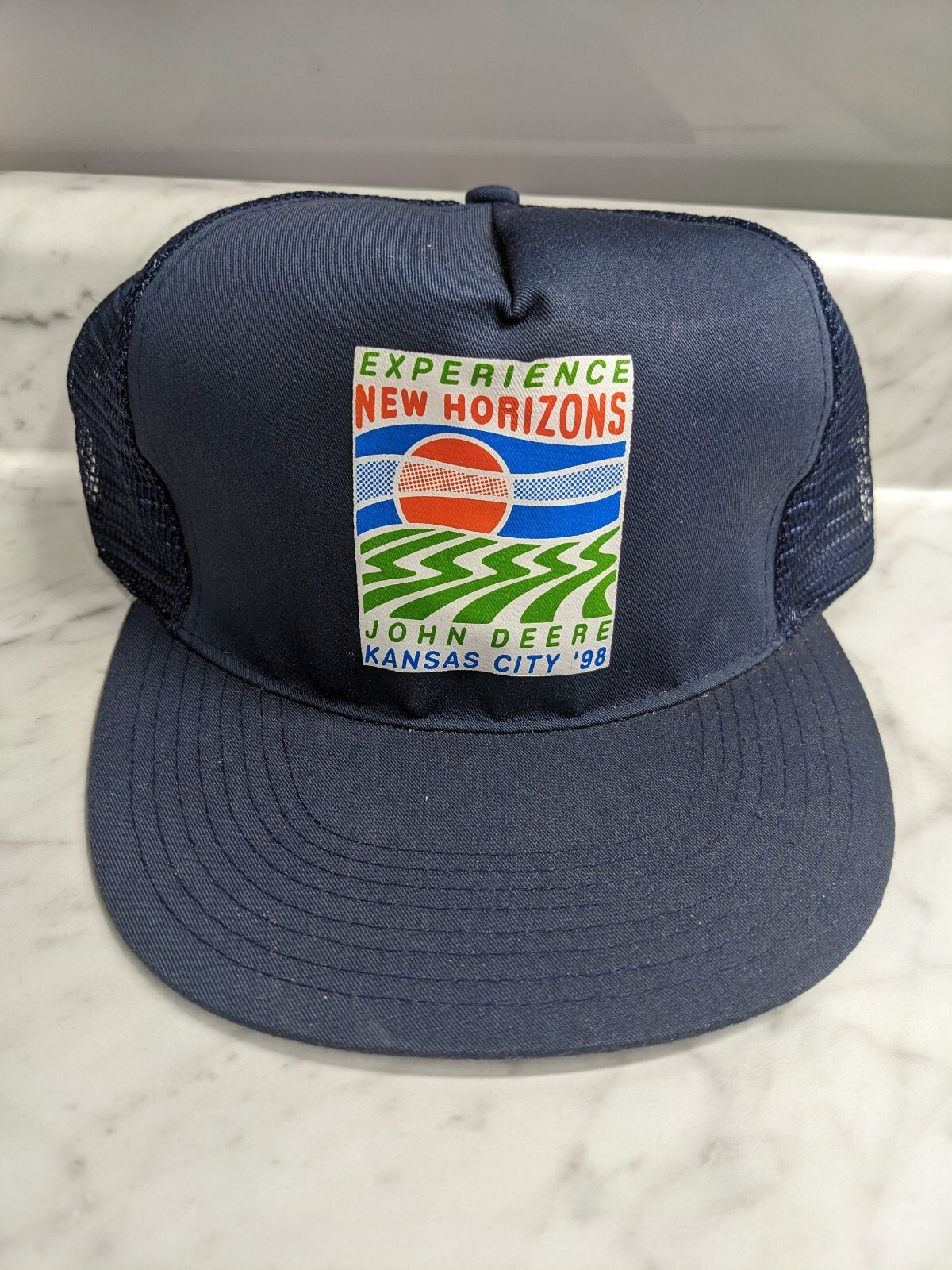 VINTAGE HAT CAP SNAPBACK TRUCKER JOHN DEERE JD KANSAS CITY 1998 NEW HORIZONS