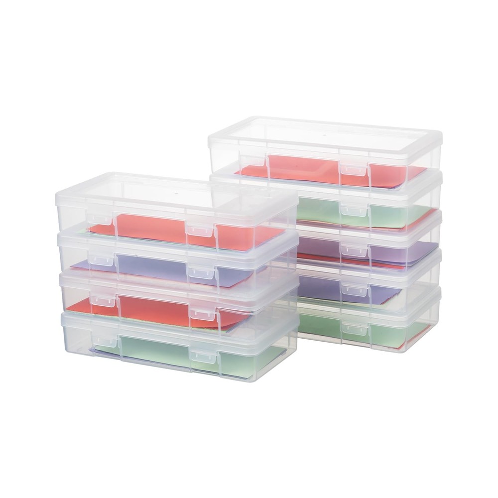 novelinks Stackable Plastic Clear Storage Box Containers 9 Pack Medium -Clear