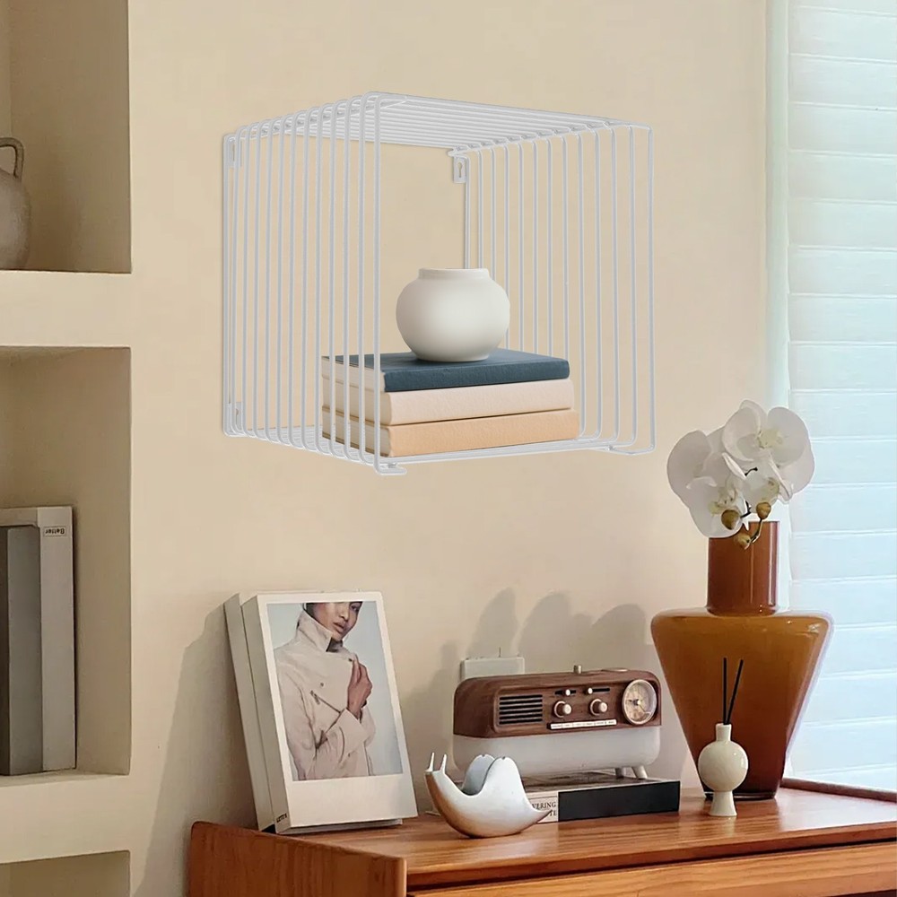 Side Table Square Geometry Side Table Linear Metal End Table 120kg/264.55lbs