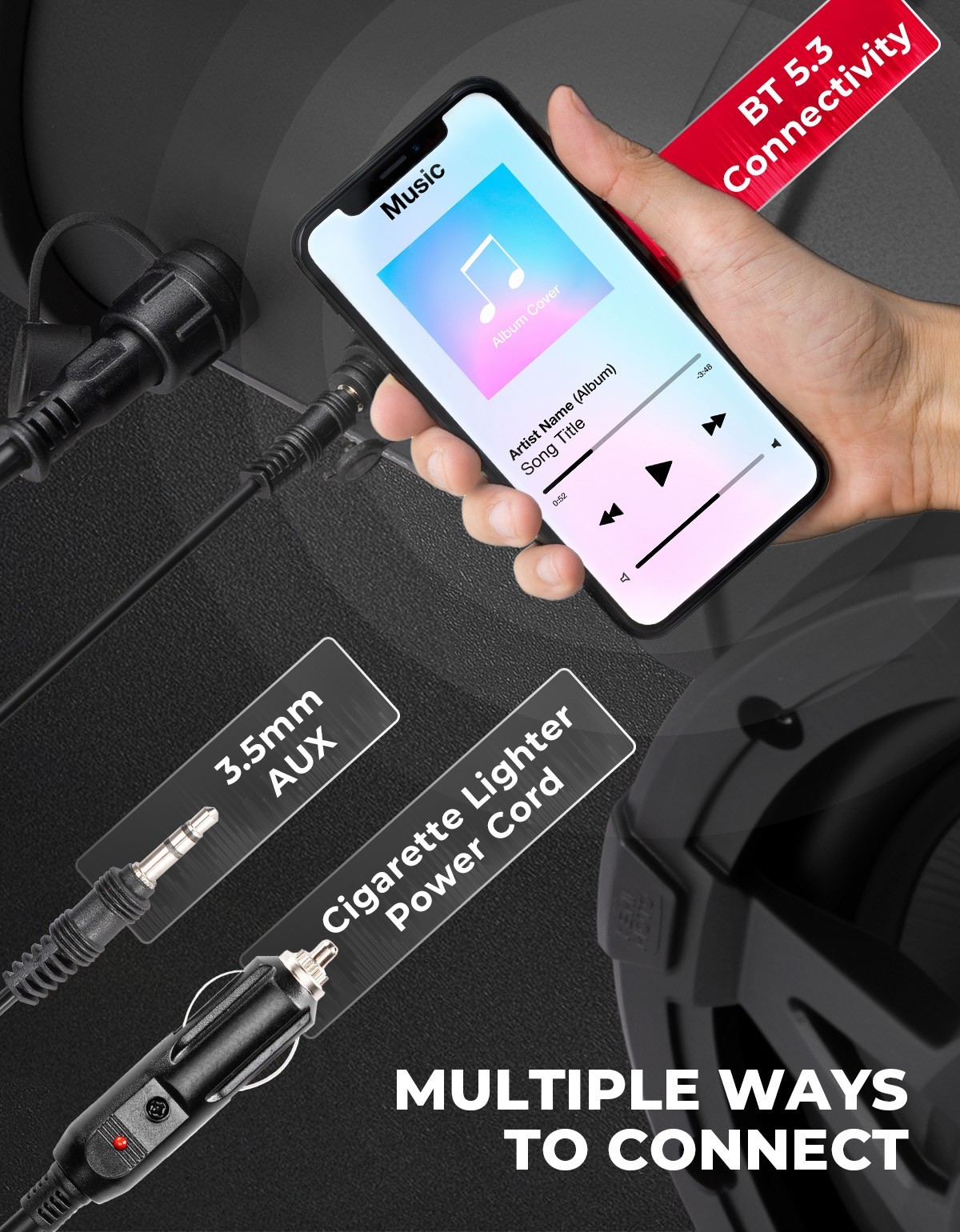 8 Inch ATV Tube Speaker Bluetooth Audio Systems for Outlander Sportman Fourtrax