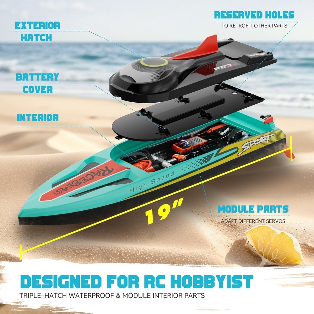 19" Racing Boat with LED Lights & Fishing Function