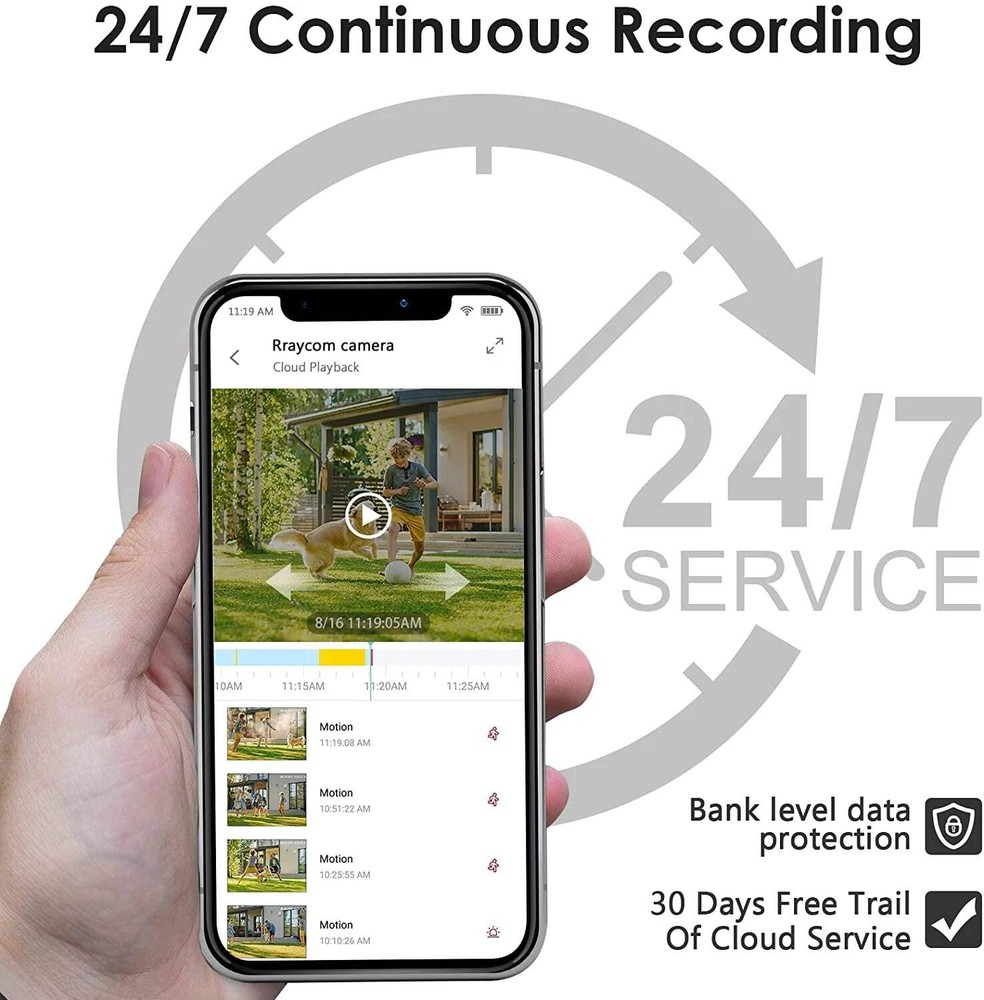 Rraycom 2K WiFi Security Camera for Outdoor 3MP Wireless Camera Night Vision