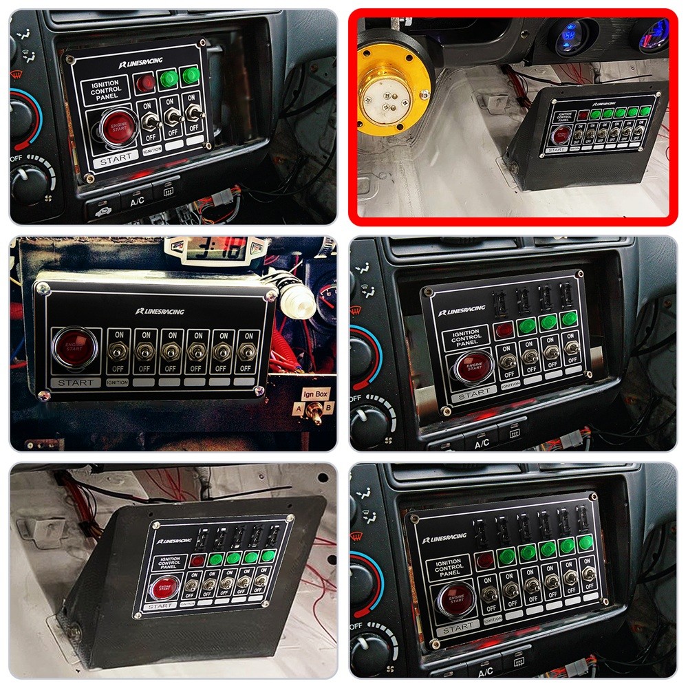 LR Racing Switch Panel Ignition Engine Start 6 Switch & Lights Switch Panel BK