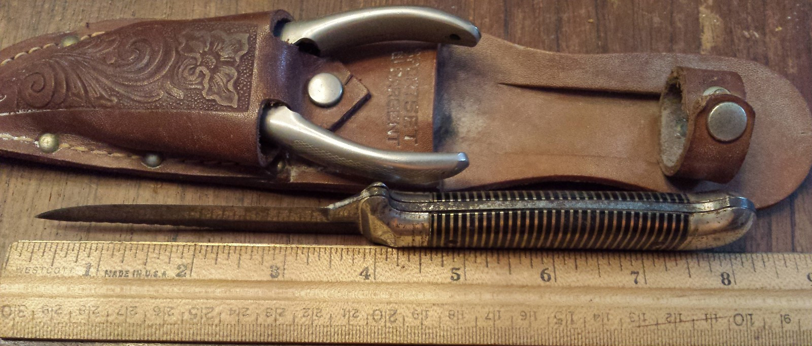 Vintage Imperial Sargent Sportset Knife & Plier Nippers Set With Leather Sheath