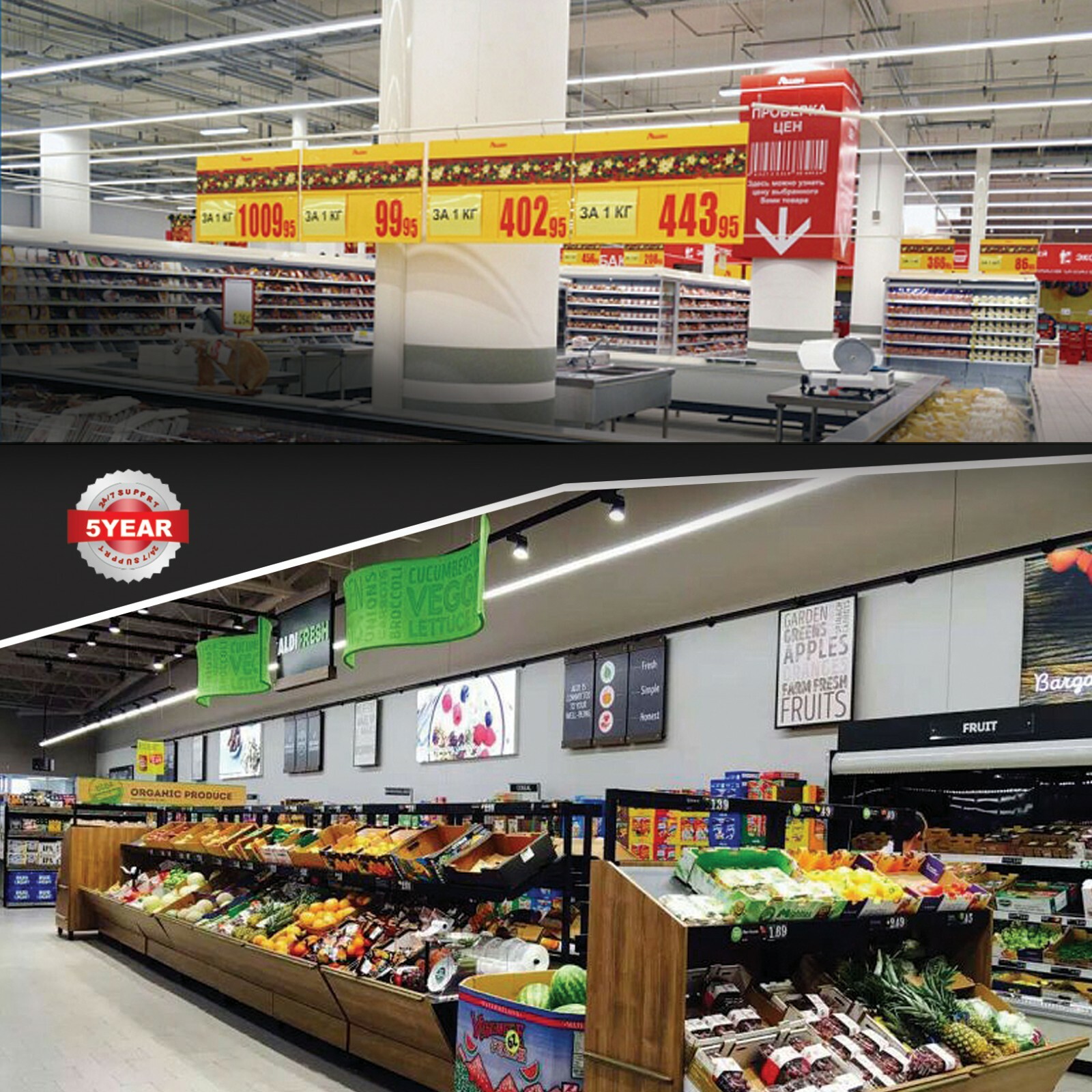 8FT T8 LED SHOP LIGHT V-SHAPE 75W 6500K Clear COOLER/ FREEZER LED Tube Light