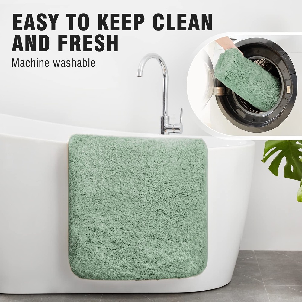TECHMILLY Super Soft Shaggy Bathroom Rugs, 1'5" x 2' (Rectangular), Sage