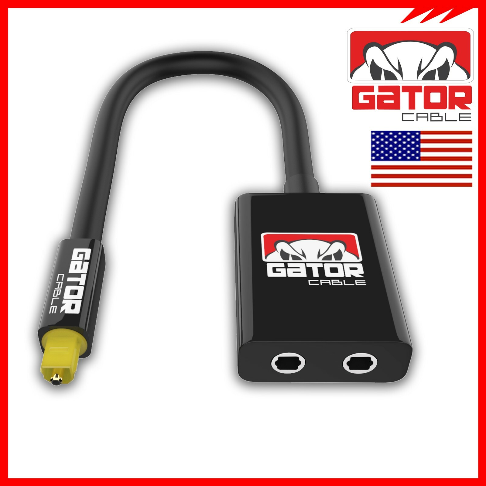 Dual Port Toslink Digital Fiber Optical Adapter Splitter Audio Cable 1 In 2 Out