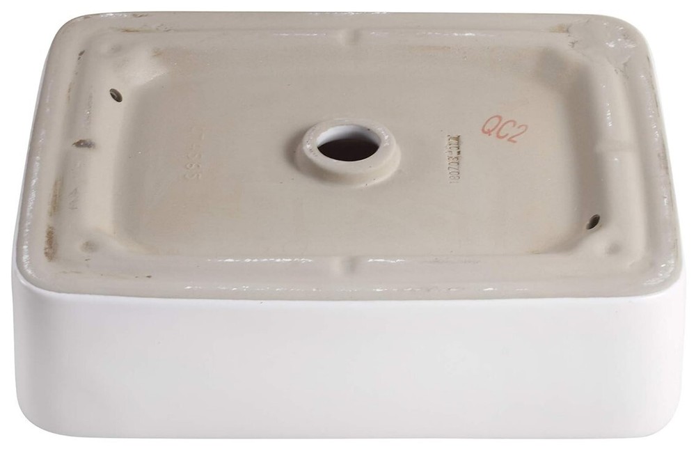 Elanti 1606 Porcelain Vessel Sink, Rectangular Ceramic Bathroom Sink White
