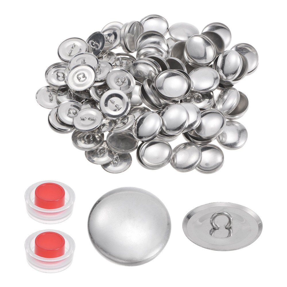 100 Sets Self Cover Button Kit 23mm Aluminum Button with 2 Tools