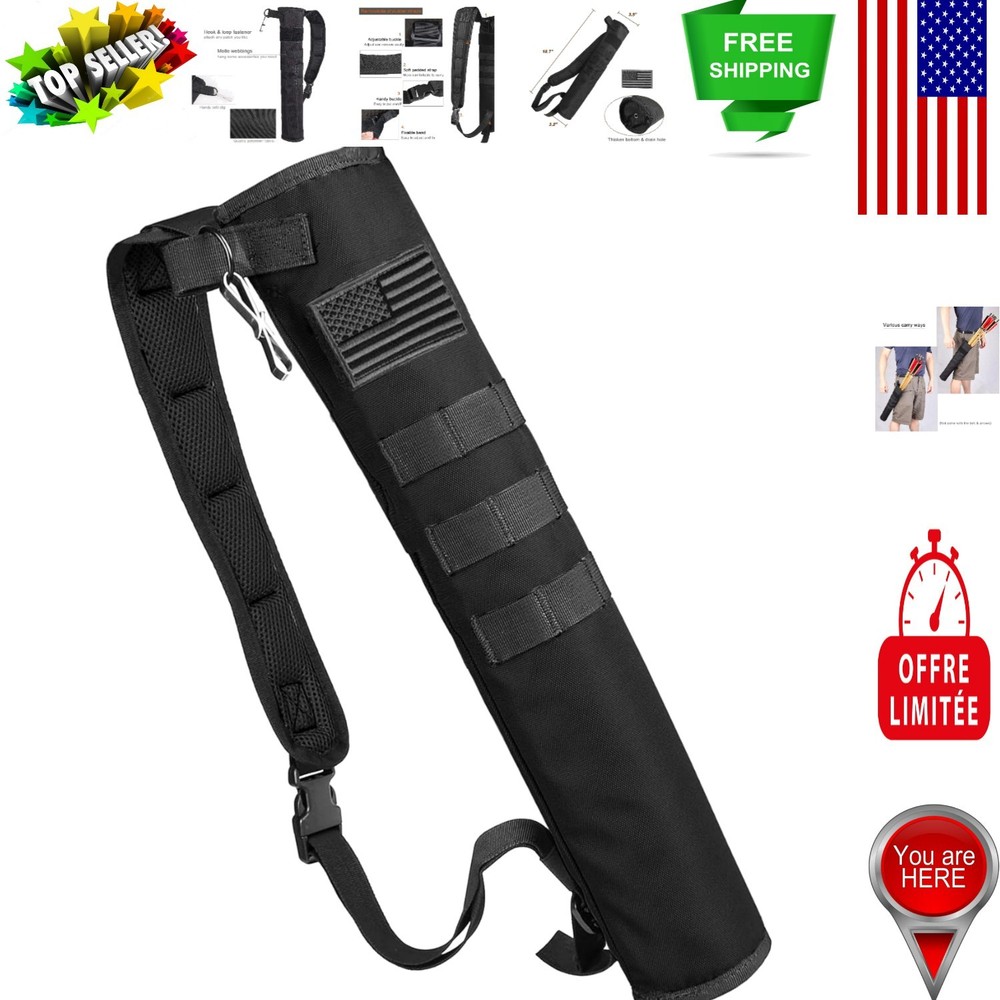 Stylish Black Polyester Arrow Quiver with Adjustable Strap & Molle System