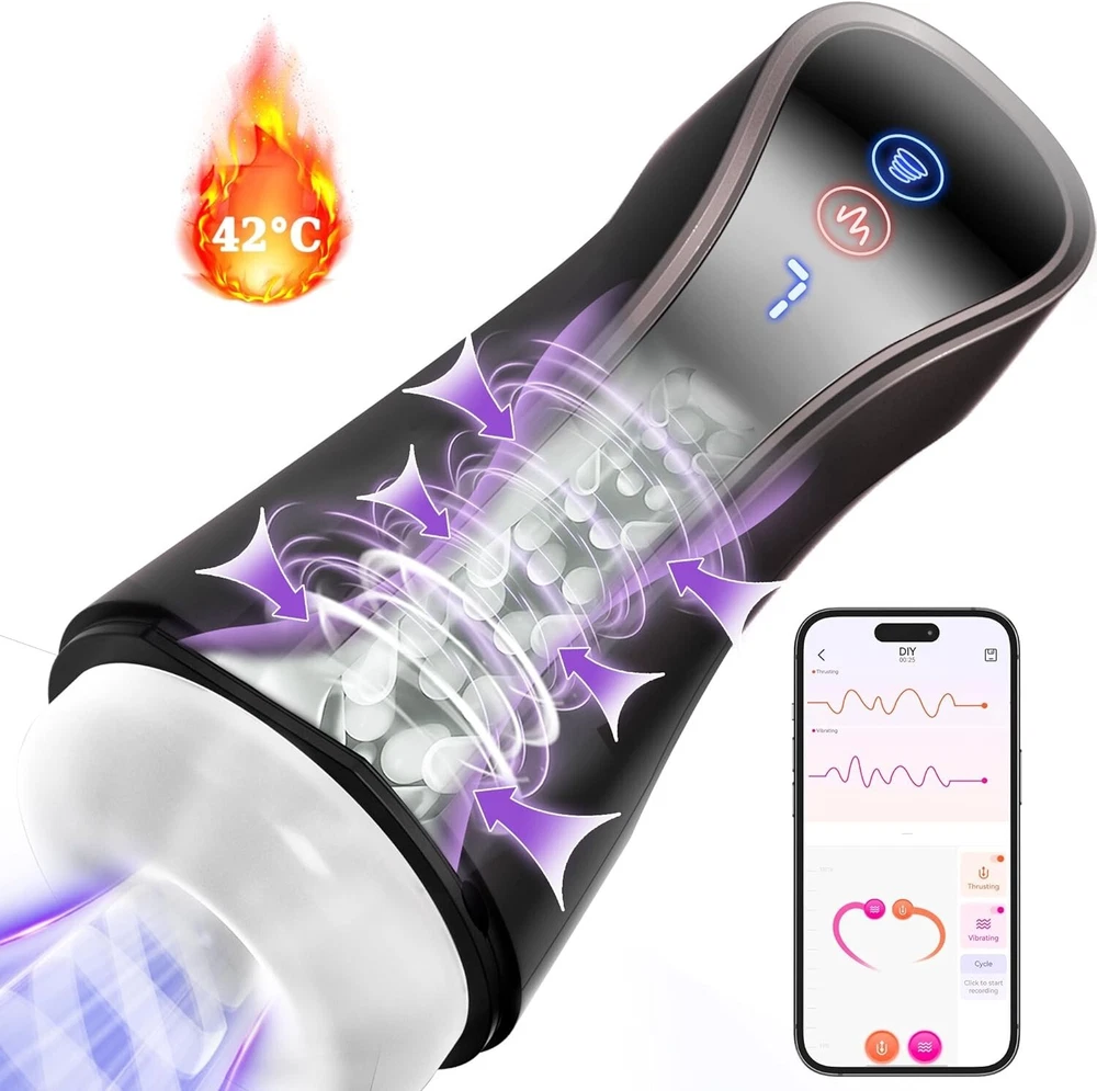 Handsfree Automatic Male Masturbator Cup Rotating Thrusting Heating Lubricants