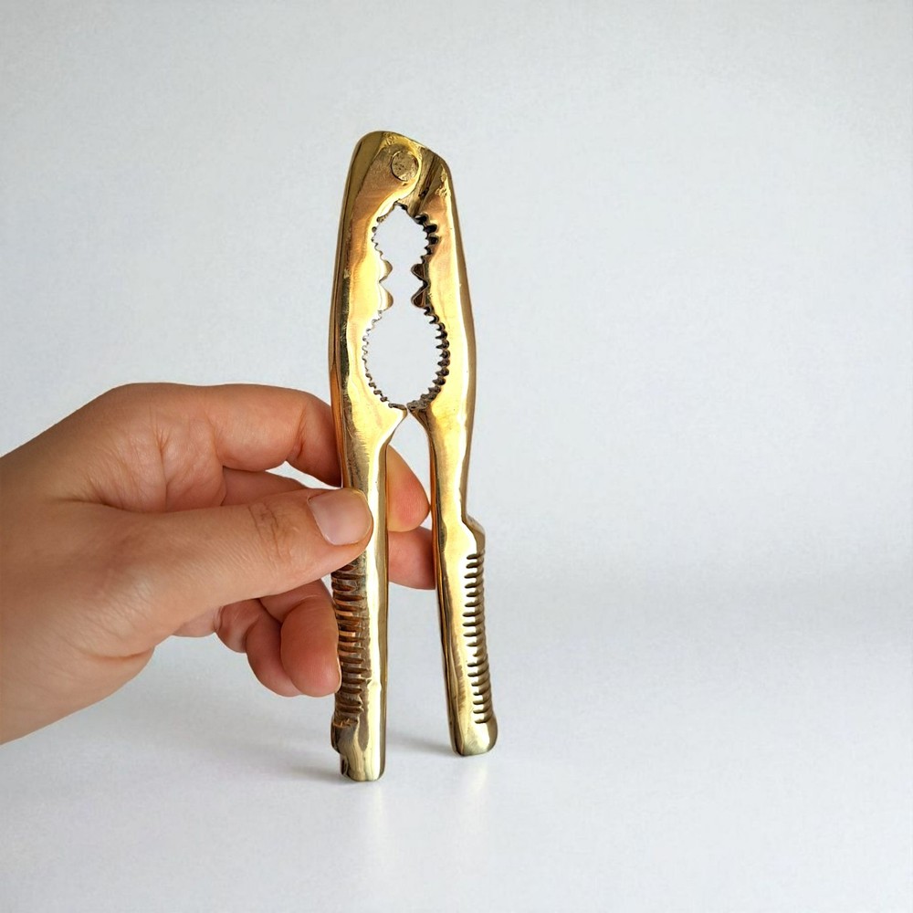 Vintage Solid Brass Nutcracker 16cm Gold Kitchen Tool Collectible Gift