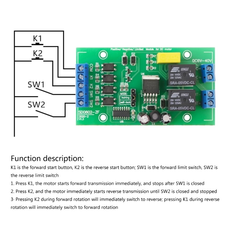 Forward Reverse Controller for DIY Toy Motor Control Module 4V 40 V Module