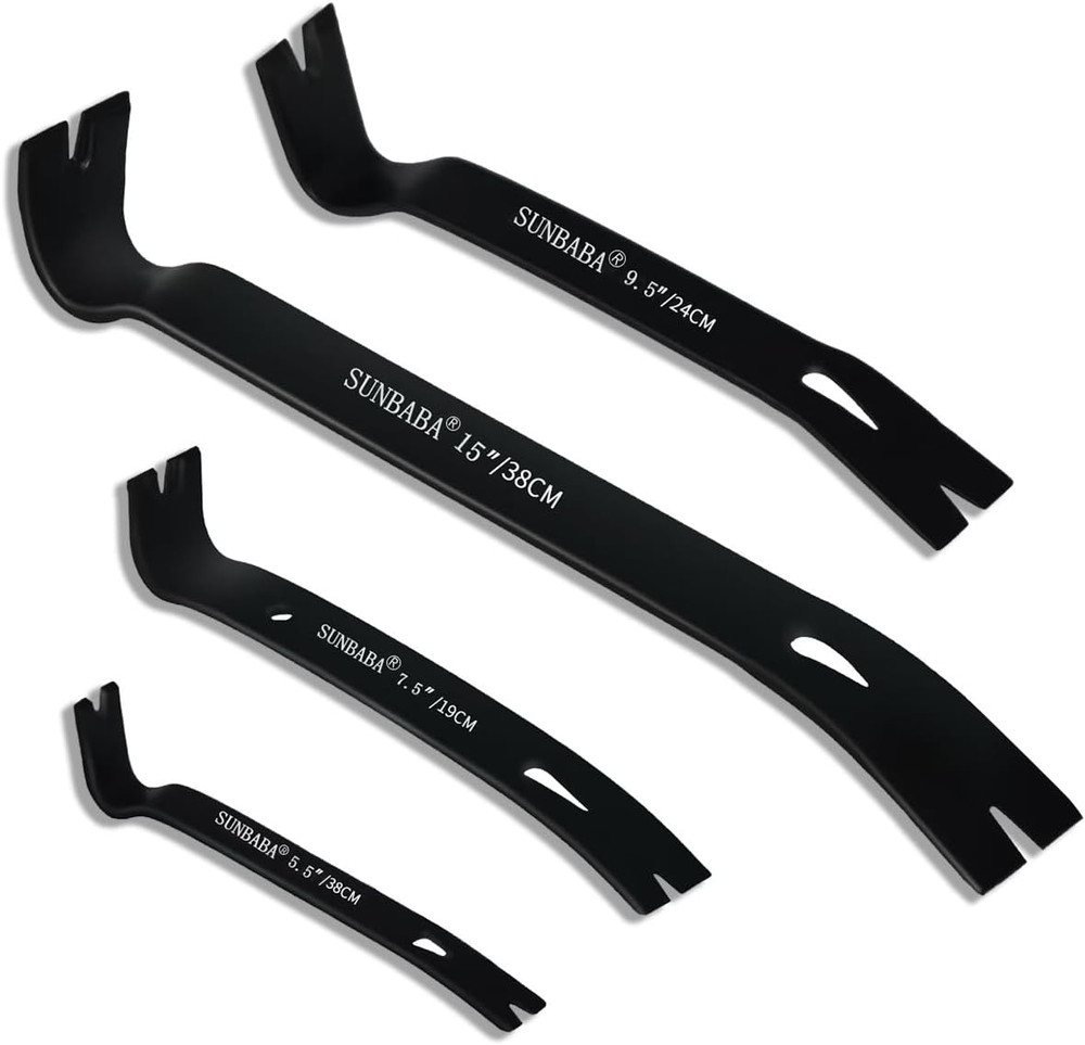4-Pack Pry Bar Set 5-1/2"/7-1/2"/9-1/2"/15" Mini Nail Puller Crowbar,Utility ...