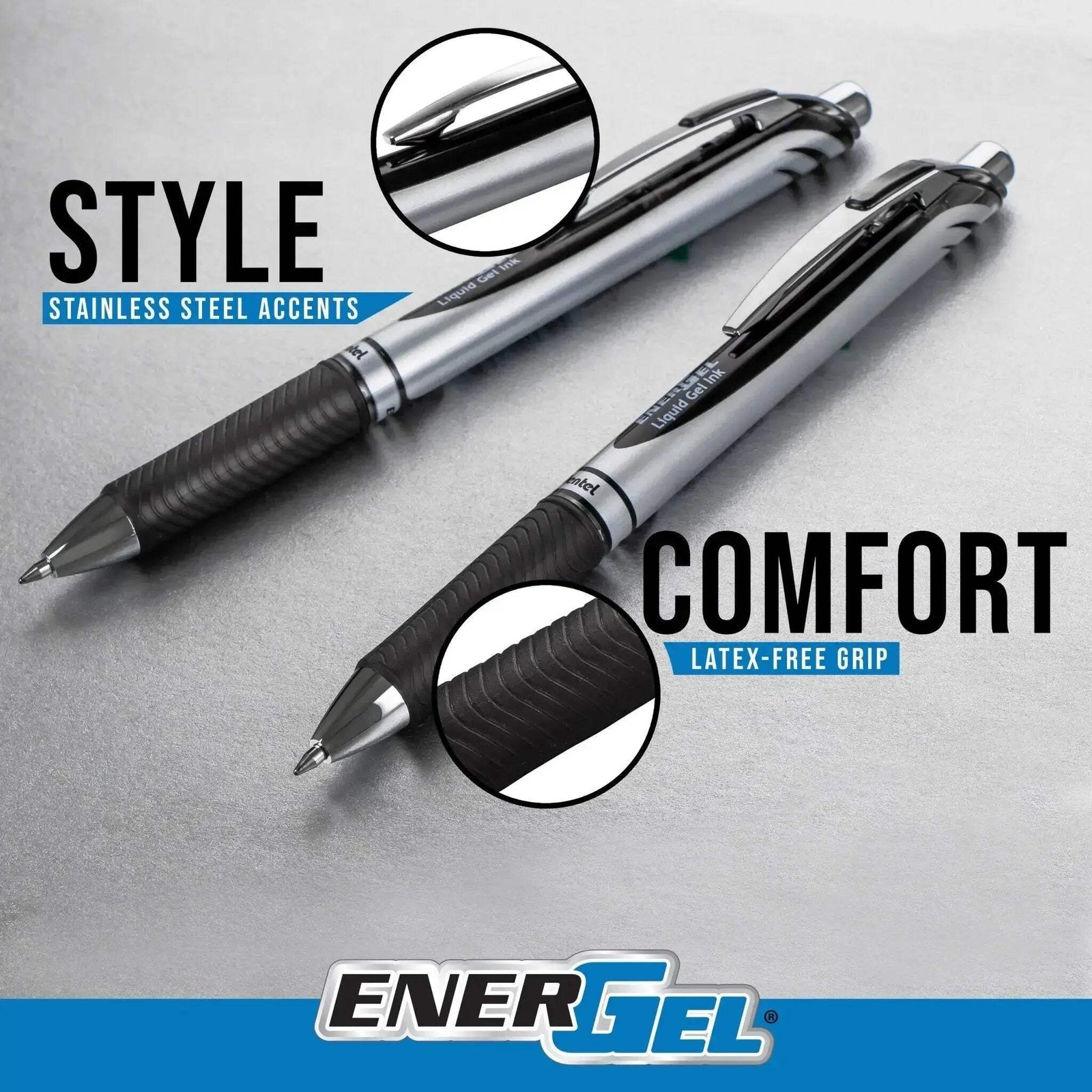 Pentel EnerGel RTX, Liquid Gel Pen (1.0mm), Bold Line, Assorted Ink 5-Pk