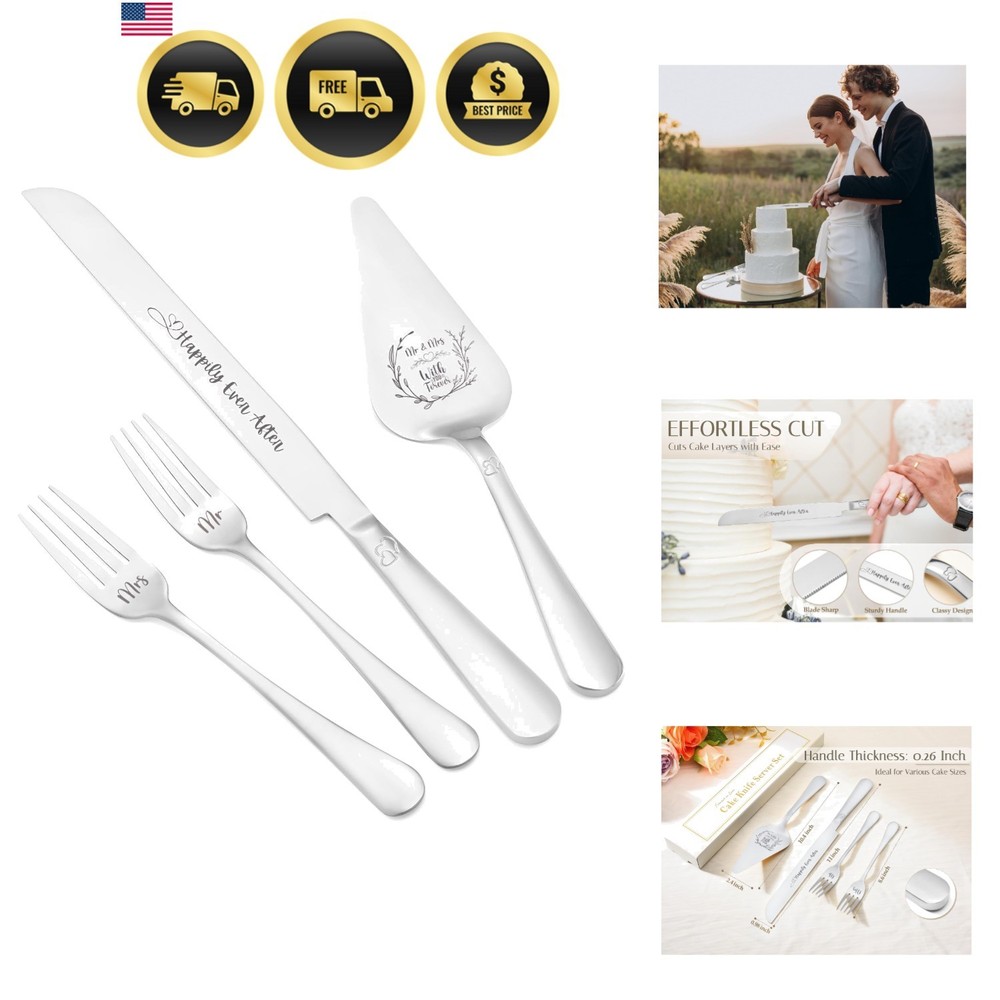 Wedding Cake Knife and Server Set, Heavy Duty Cake Cutting Set for Wedding, E...