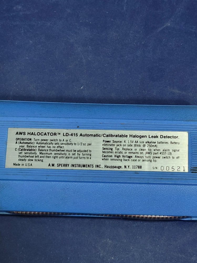 AWS Halocator MODEL LD-415 Halogen Gas Leak Detector