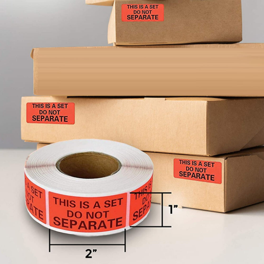 2 Rolls THIS IS A SET DO NOT SEPARATE Packaging Labels 1x2 Red Warning Stickers