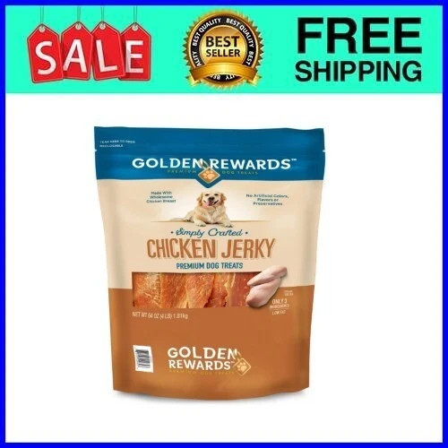 Golden Rewards Chicken Flavor Premium Dry Jerky Treats for All Dogs, 64 oz