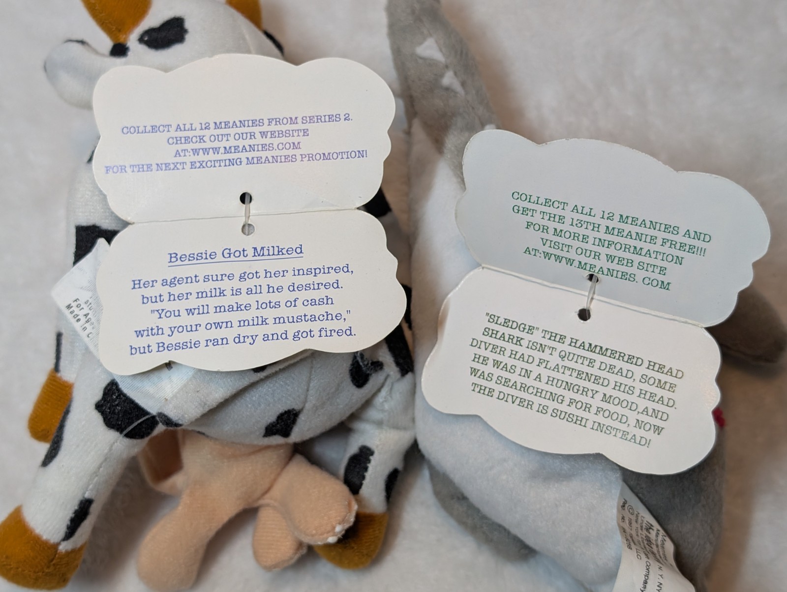 Vintage 90s Meanies Plush Lot 6 - Series 1 & 2 With Tags DIGGER Snake Eyes BEAR