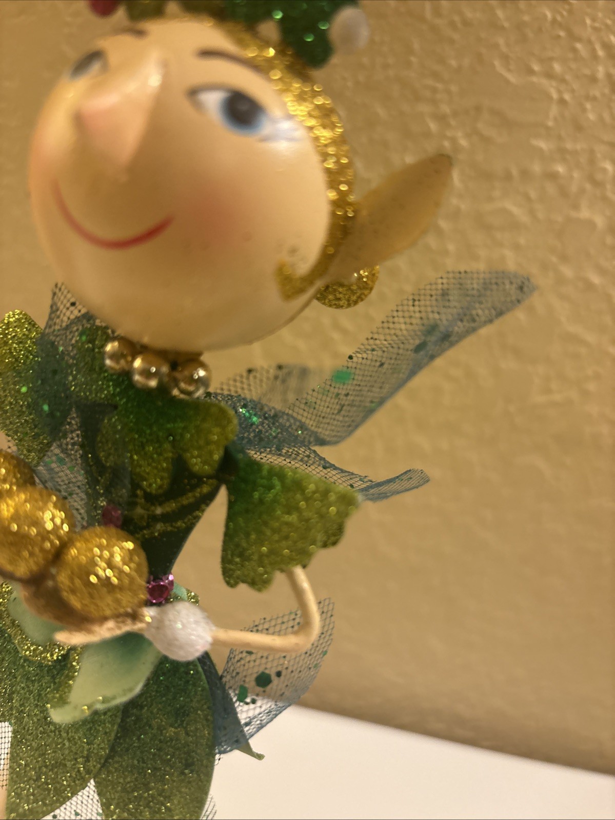 Pier 1 One Rare Celtic St. Patrick's Day Fairy Glitter Metal 11.5" Damage (a80