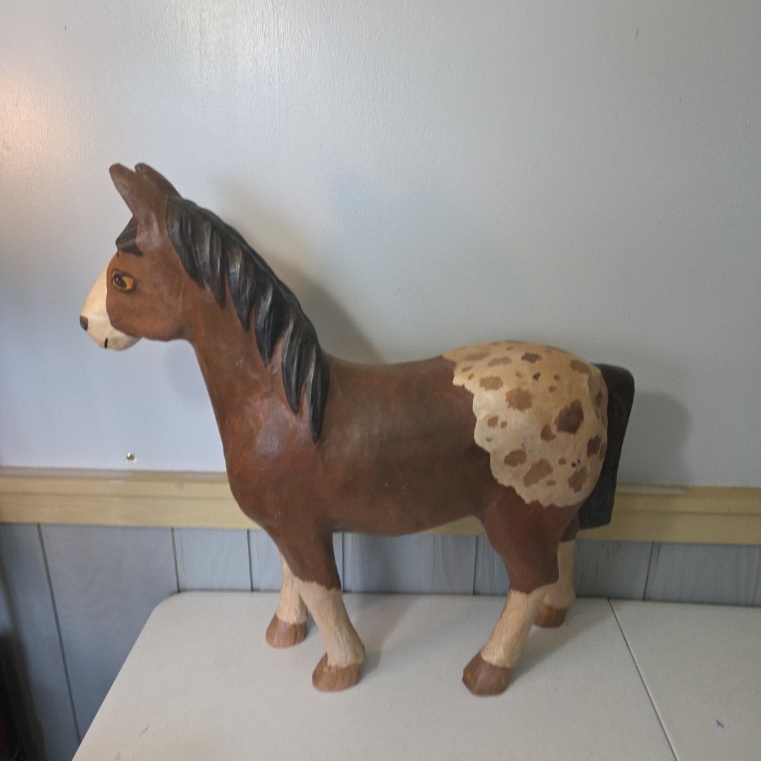 Vintage Paper Mache Spotted Blanket Appaloosa Horse Statue Indian Native