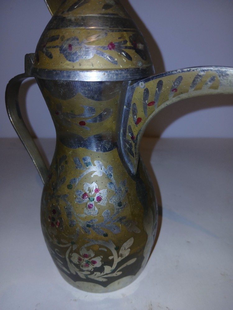 ANTIQUE MIDDLE EASTERN COFFEE/ TEAPOT BRASS/POSSIBLY SILVER