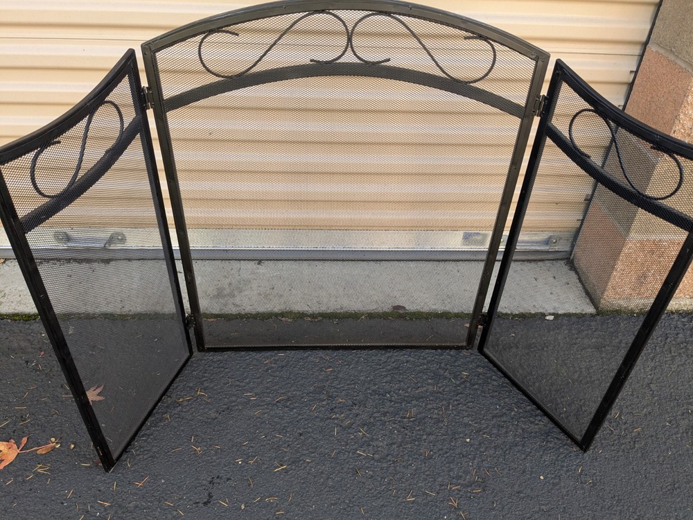 Black Metal Fireplace Screen