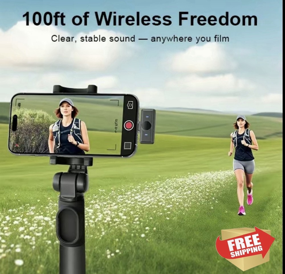 3 in 1 Microphone for iPhone/Android/Camera, Wireless Lavalier Microphone