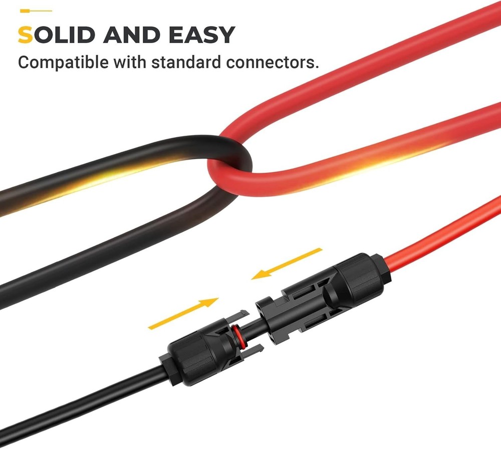 Solar Panel Adaptor Kit - 20FT Red + 20FT Black