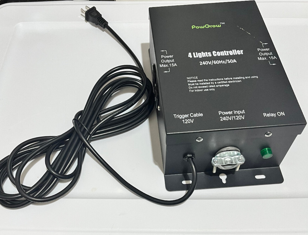 PowGrow 4-Light Relay Controller, 4-Light Controller with  / Relay Trigger Cord