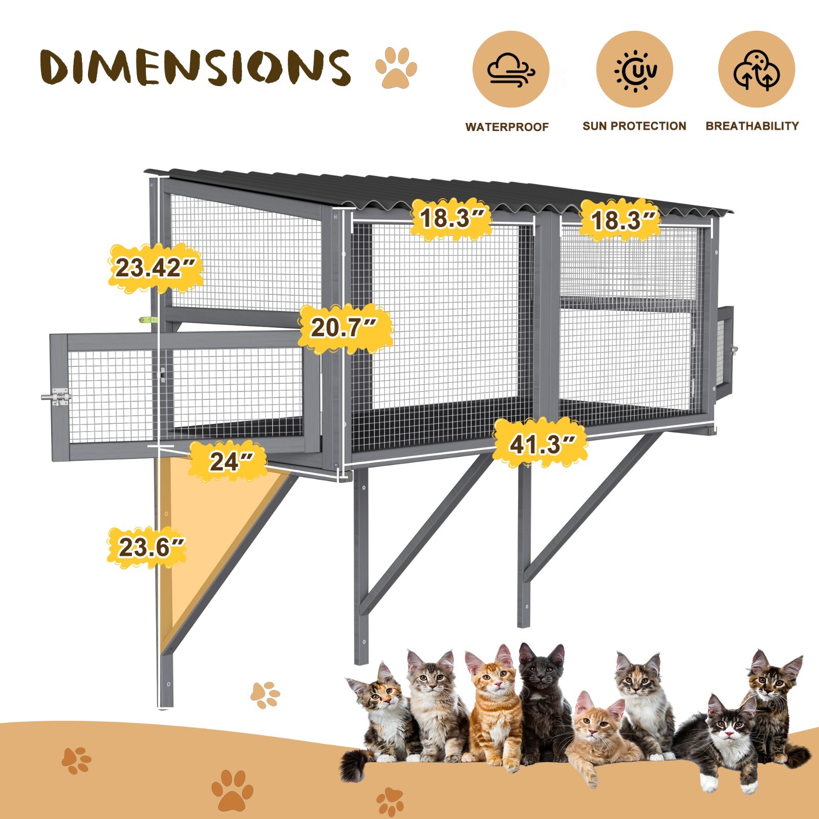 Cat Catio, Cat Window Perch for Large Indoor Cats - Expandable Wooden Cat Window