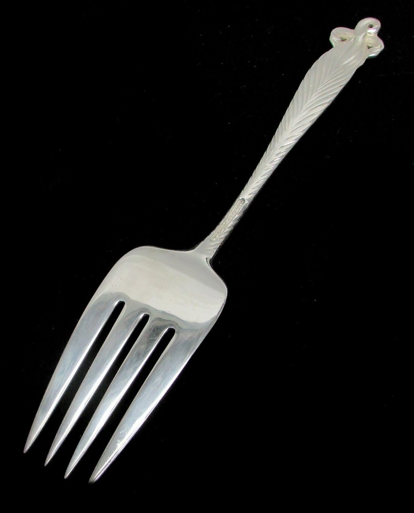 WALLACE ORCHID ELEGANCE STERLING SILVER 8 1/2" COLD MEAT FORK
