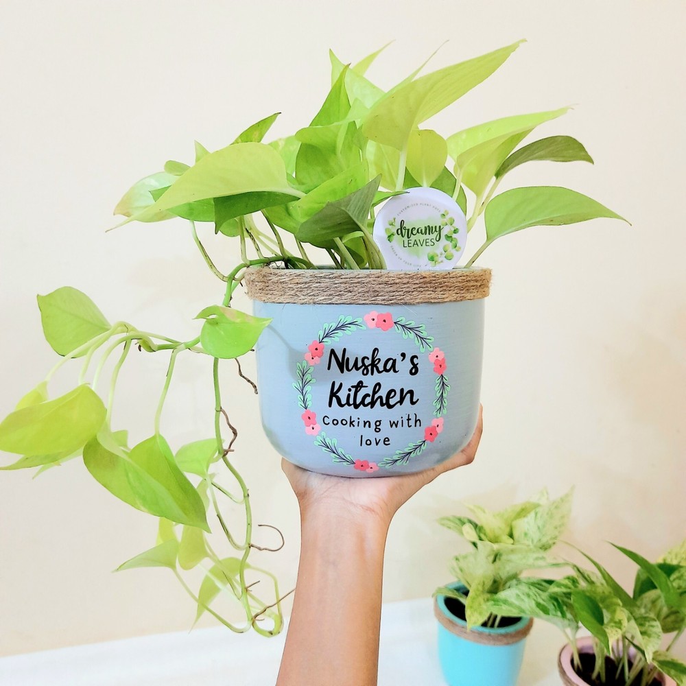 Custom Hand-Painted Planter with Personalized Wording – Kitchen Decor