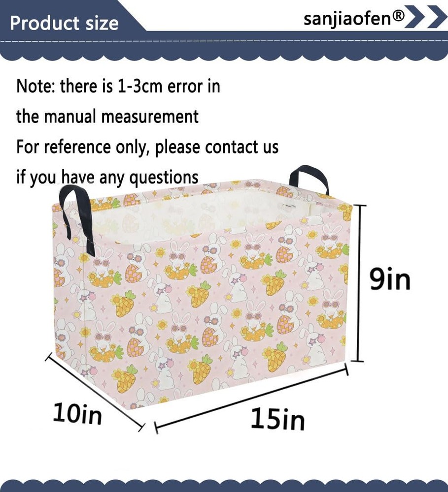 Sanjiaofen Rectangular Easter Baskets, Easket Basket for Kids.Cute Storage Ba...