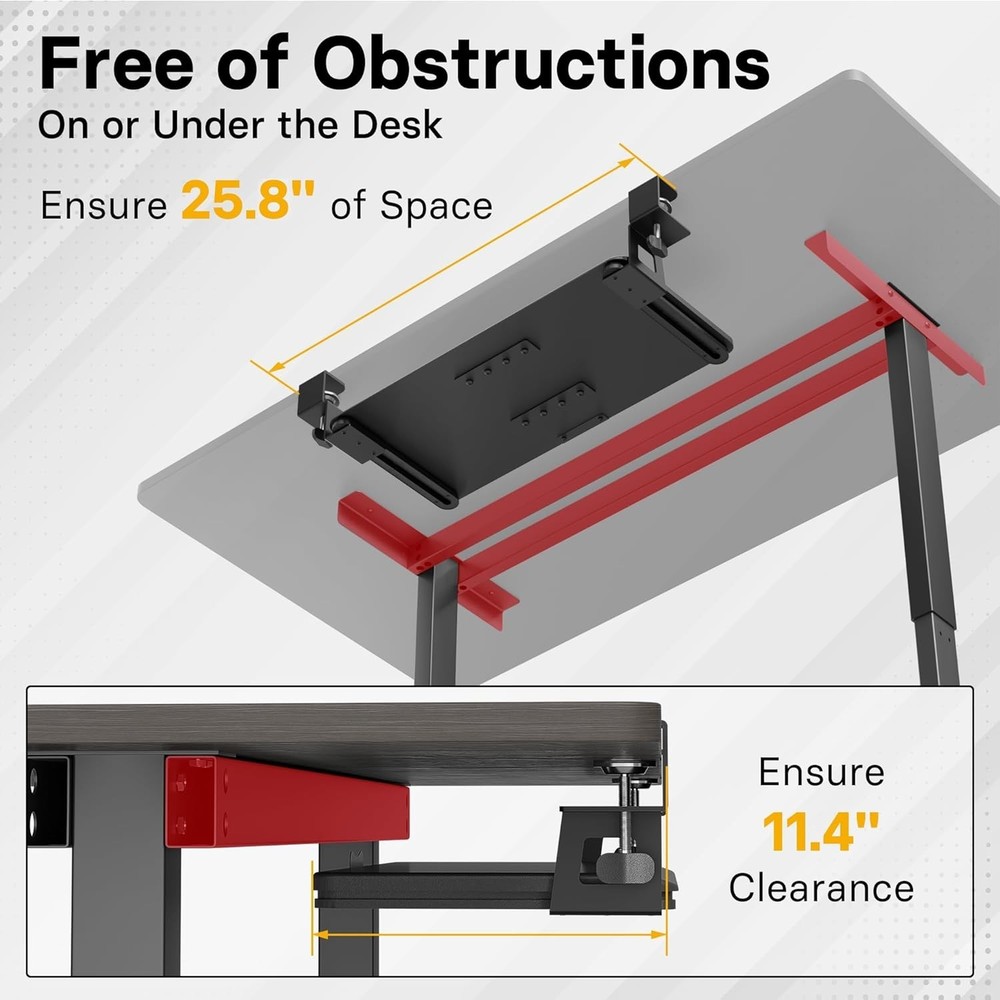25.6" x 11.8" Pull-Out Keyboard & Mouse Platform with C-Clamp Installation