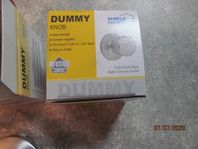 (2) Shield Security Dummy Tulip Knobs Style Satin Chrome Finish Free shipping