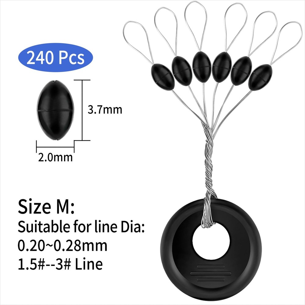 Fishing Rubber Bobber Beads Stopper Bobber Stops 6 in 1 Float Sinker Stops