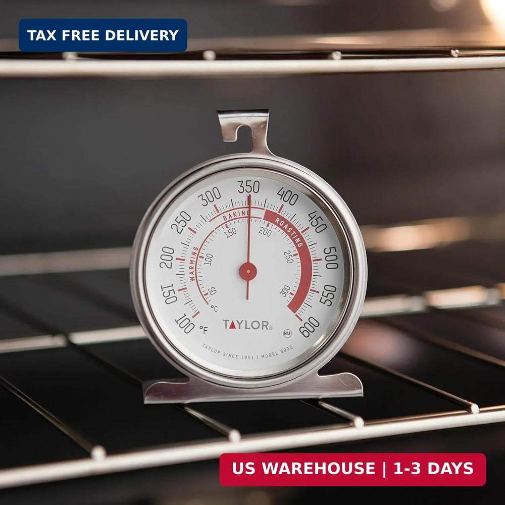 Taylor Precision Products Large Dial Thermometer, Silver