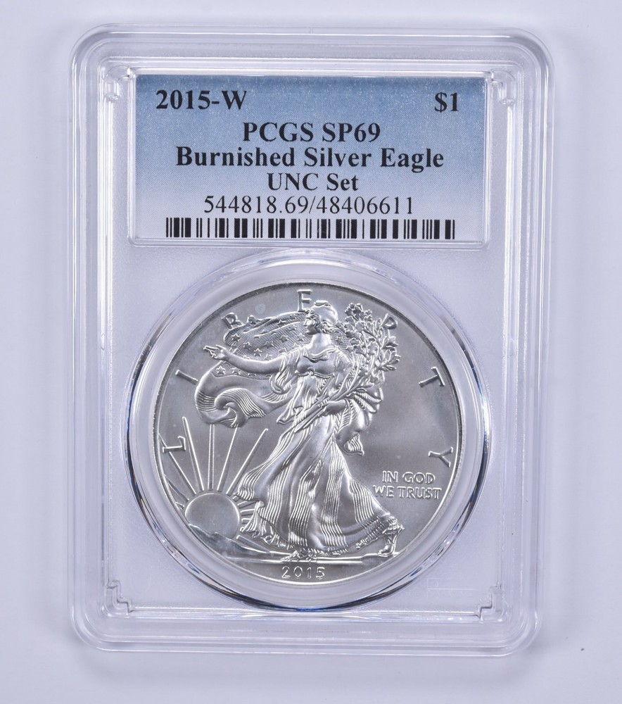 SP69 2015-W Burnished Silver Eagle Annual Set PCGS Blue Label