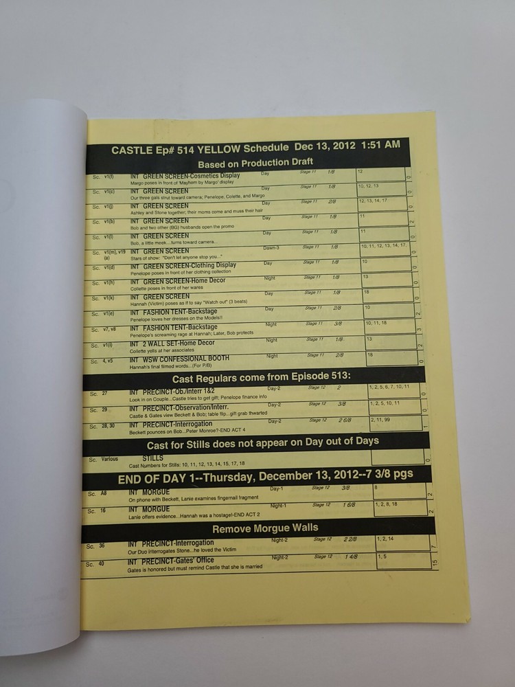 CASTLE / David Grae TV Script, Patrick Fabian episode "Reality Star Struck"