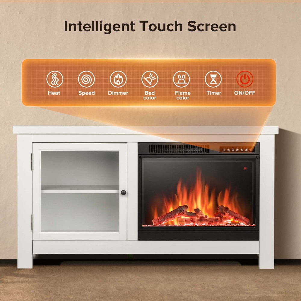 48'' Electric Fireplace Mantel，Remote Control, Adjustable LED Flame