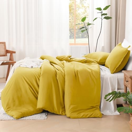 Comforter Set Size, 3 Pieces Lightweight Solid Bedding King Mustard Yellow