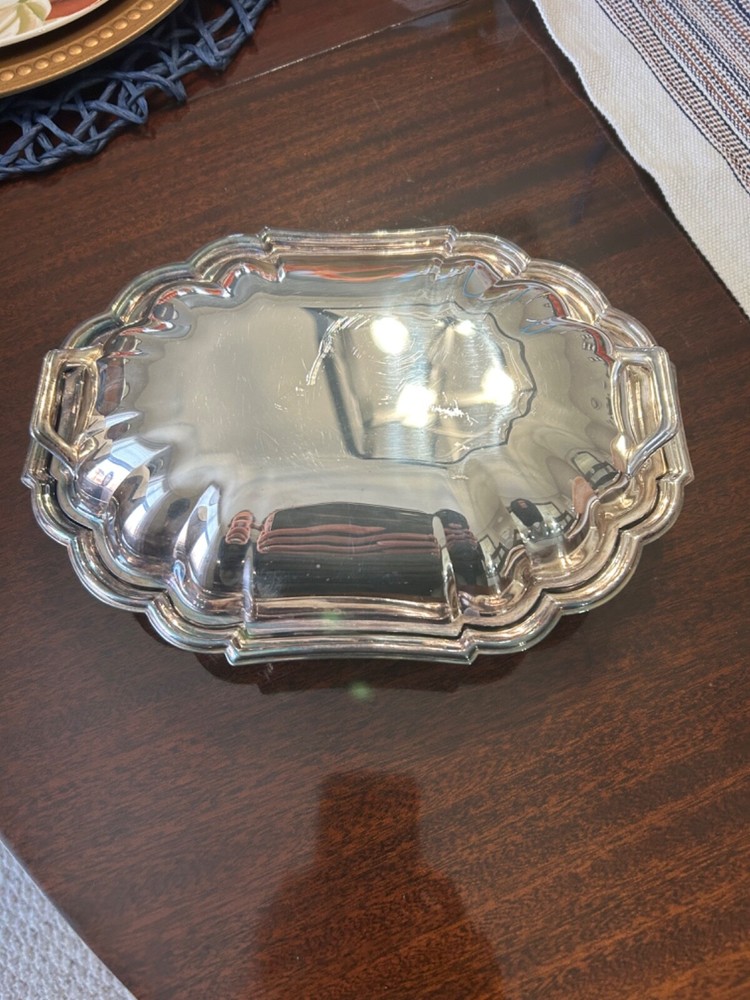 Vintage Gorham Heritage Covered Scalloped Oblong Serving Dish VH19