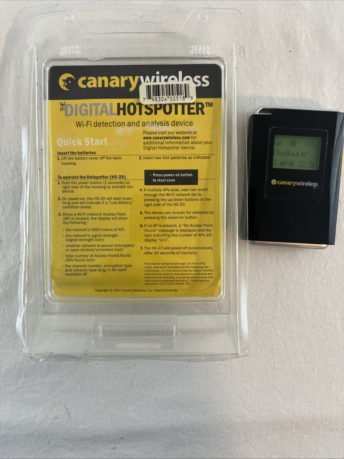 Canary Wireless Model HS-20 Digital Hotspotter - Tested Works