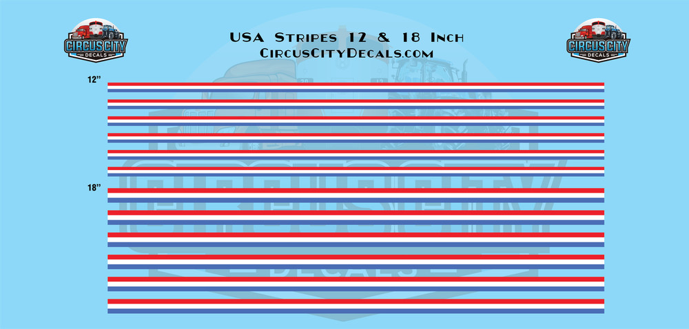 USA 250th Stripes 12 & 18 Inch HO 1:87 Scale
