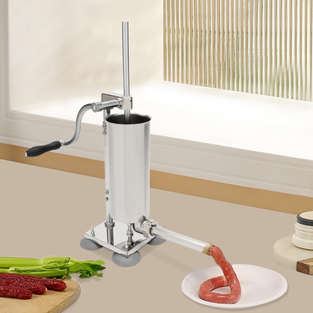 Homemade 8lbs 3.5L Vertical Sausage Stuffer Meat Filler Maker With 8pcs Tubes US