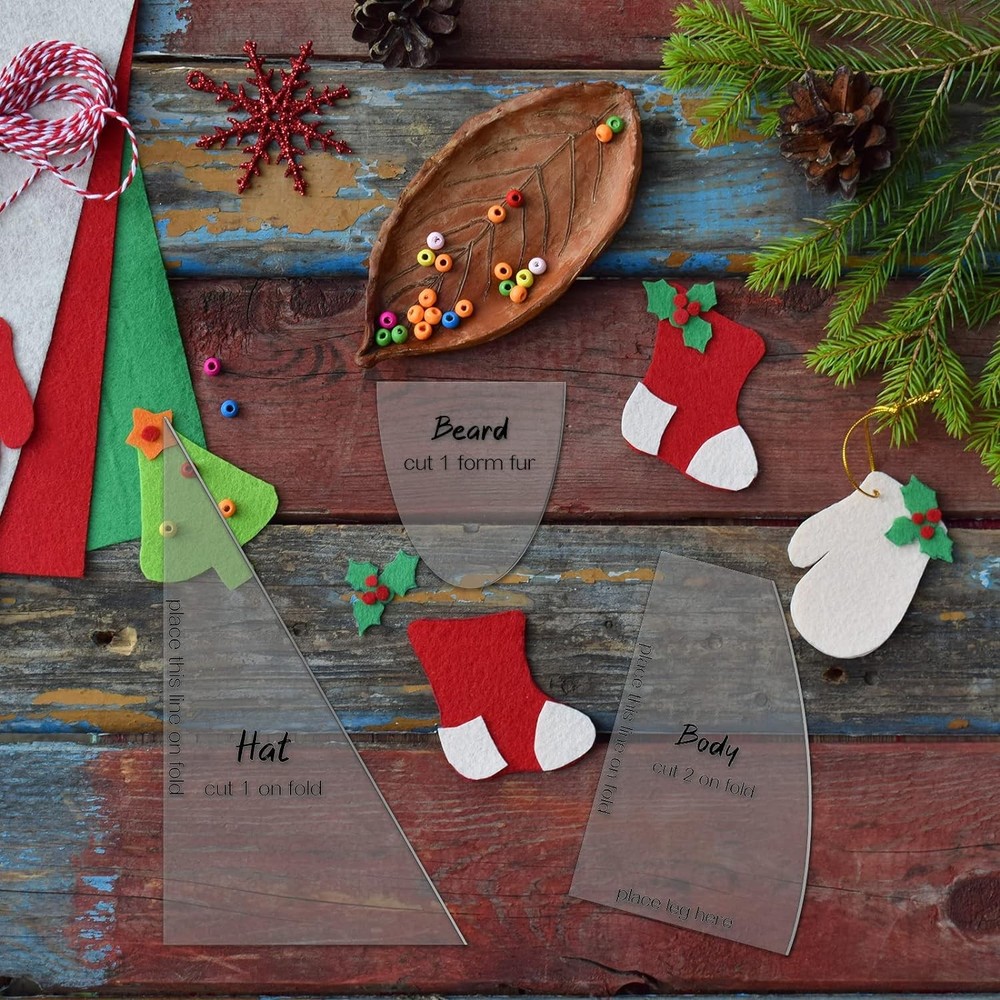 Jutom 11 Pcs Christmas Gnome Patterns for Sewing Basic transparent