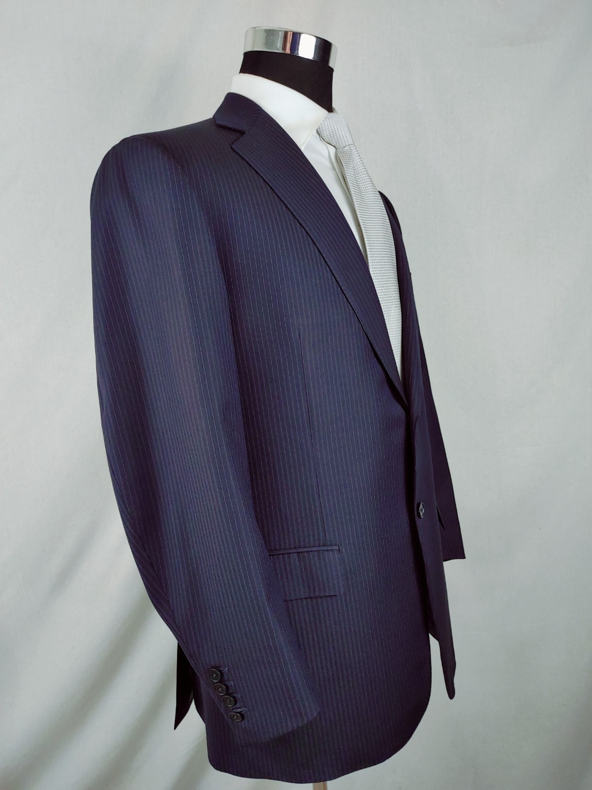 Ermenegildo Zegna Suit Jacket 42/44R Navy Blue Wool Pinstripe Italy Working Cuff